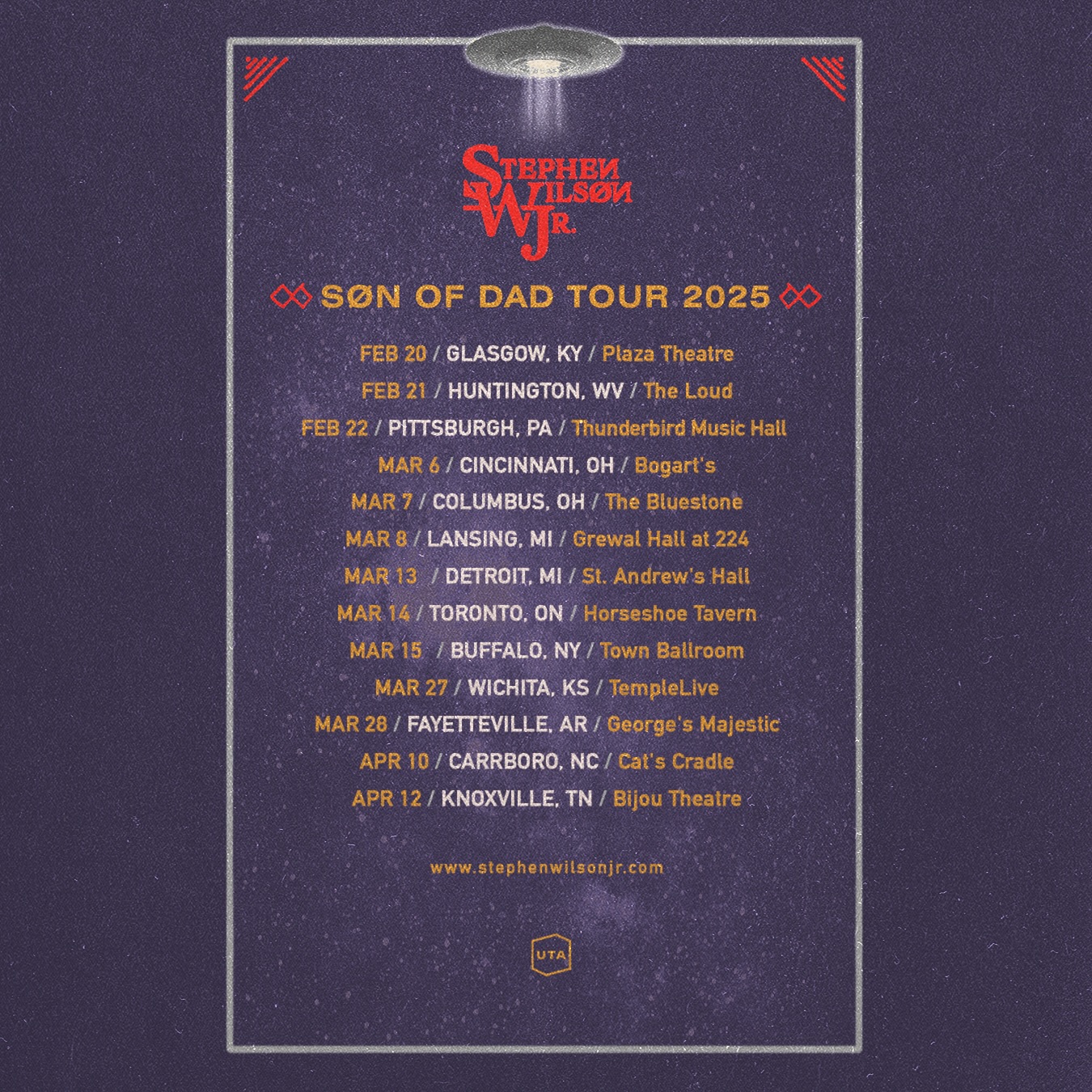 Stephen Wilson Jr. SØN OF DAD TOUR Tour Poster 2025